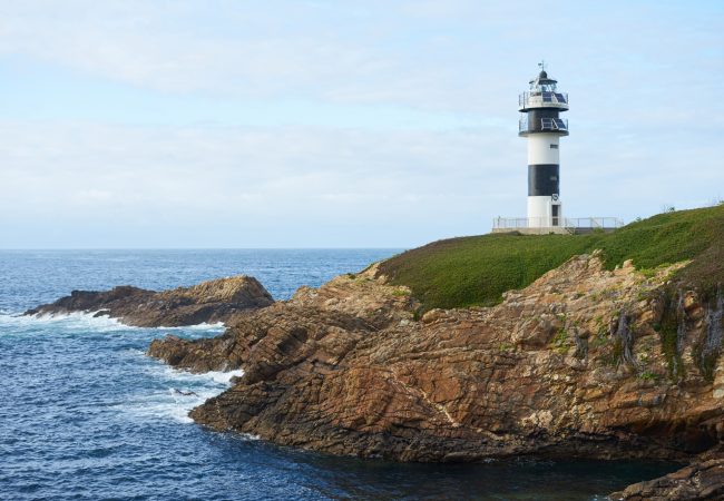 Illa Pancha lighthouse in Ribadeo, Galicia, Spain